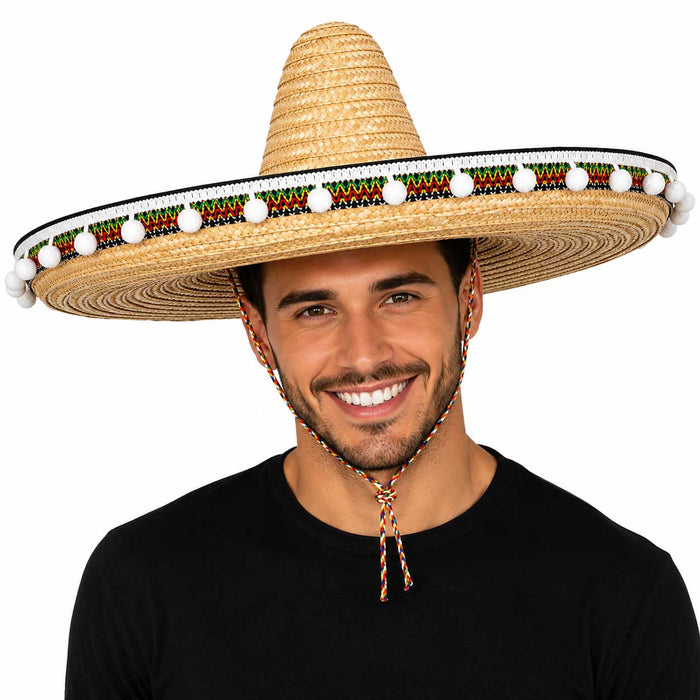 Mexikaner Sombrero mit Troddeln - Ø 60 cm | Natur