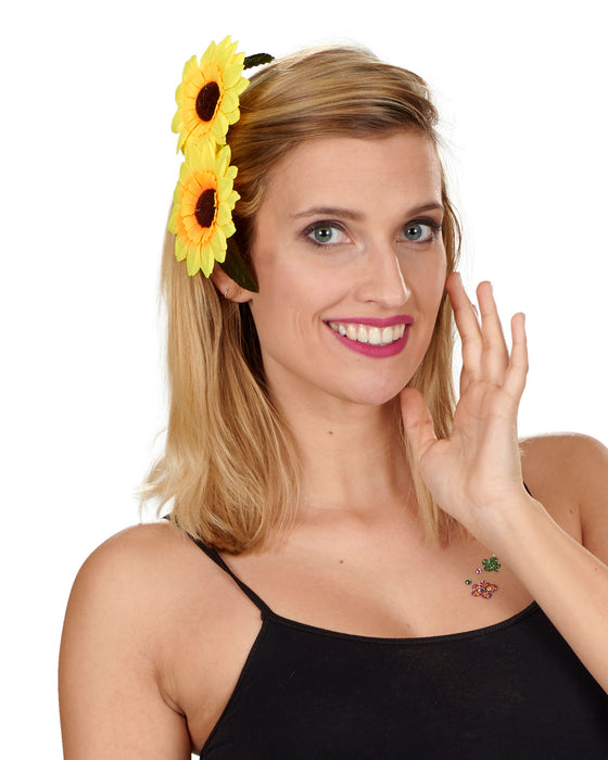 Sonnenblumen Haarspange zum Gärtner Kostüm  | Gelb 5er Set