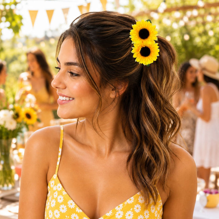 Sonnenblumen Haarspange für Damen | Blumen Haarschmuck für Party, Fasching, Karneval, Sommerfest & Mottoparty