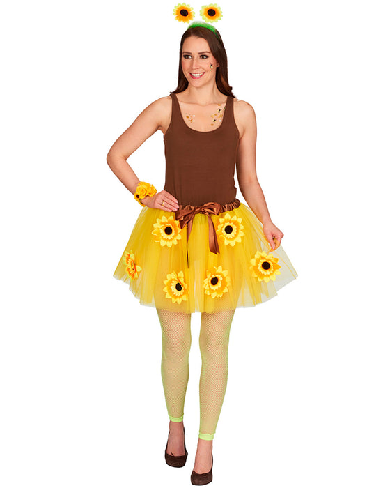Sonnenblumen Kostüm Tutu Petticoat | Gelber Tüllrock für Damen - 45 cm