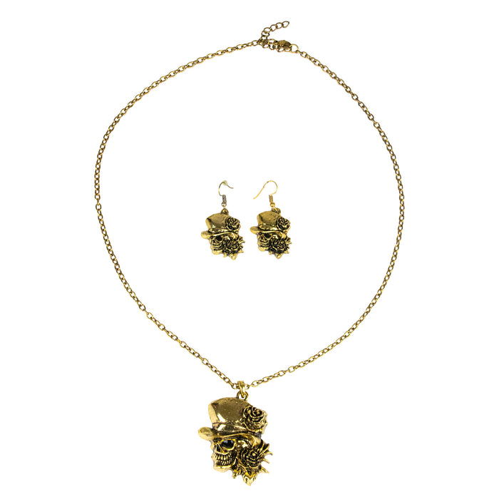Day of the Dead Halskette mit Ohrringen | Gold