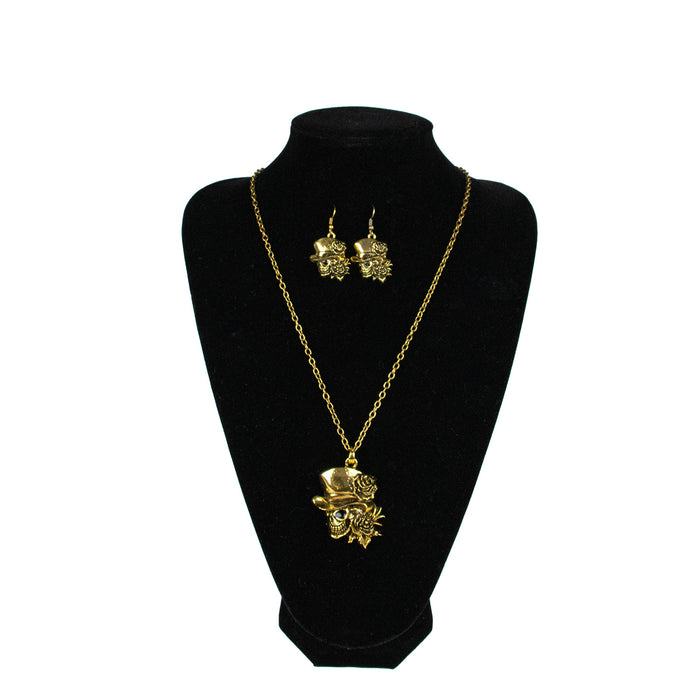 Day of the Dead Halskette mit Ohrringen | Gold