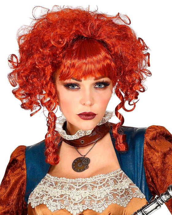 Viktorianische Steampunk Perücke für Damen | Hochsteckfrisur Rot