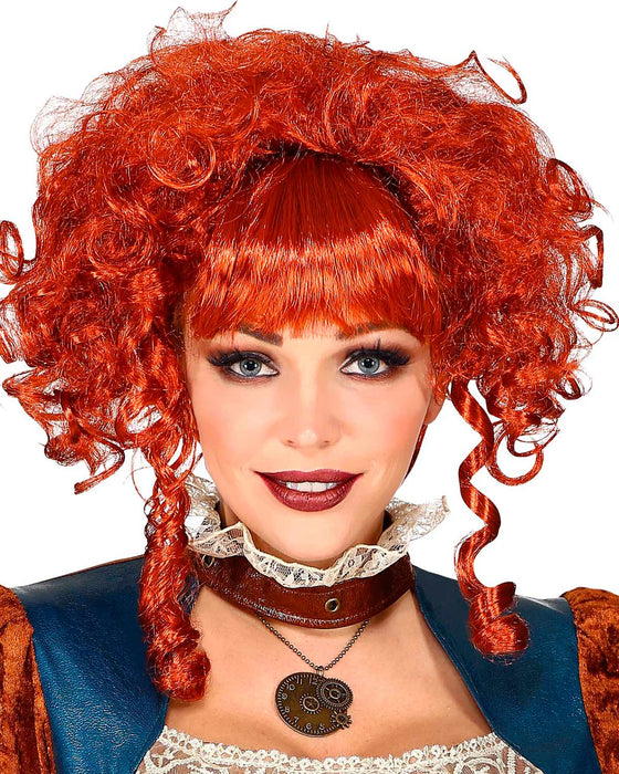 Viktorianische Steampunk Perücke für Damen | Hochsteckfrisur Rot
