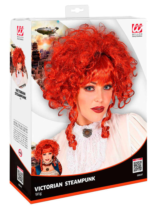 Viktorianische Steampunk Perücke für Damen | Hochsteckfrisur Rot