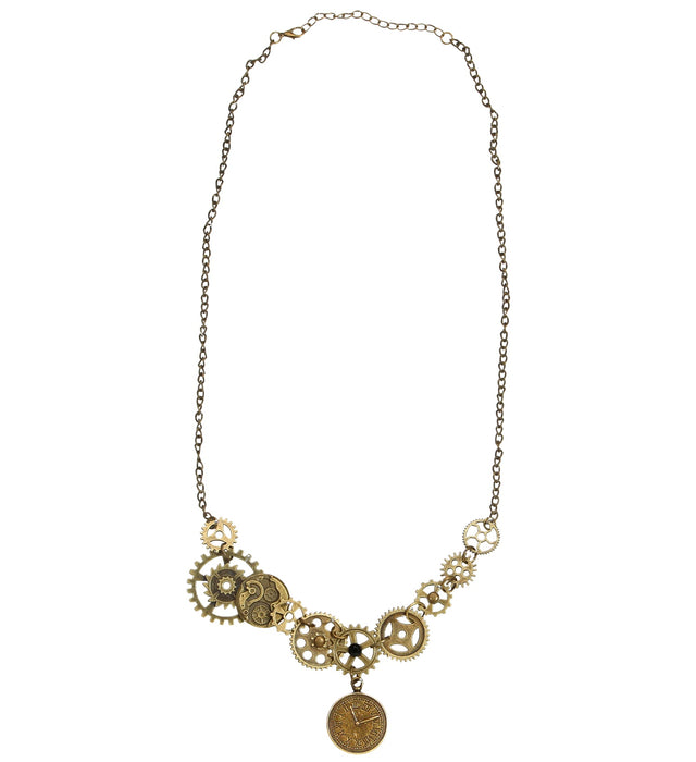 Steampunk Halskette mit Zahnrädern 09773 | Bronze