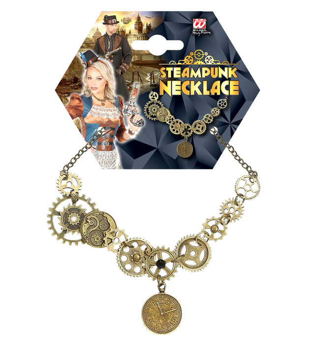 Steampunk Halskette mit Zahnrädern 09773 | Bronze
