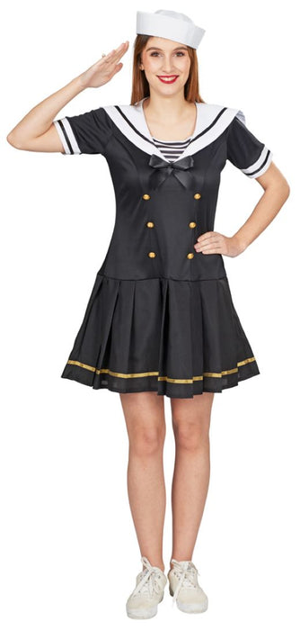 Matrosin Navy Girl Kostüm Svea für Damen - Schwarz Weiß