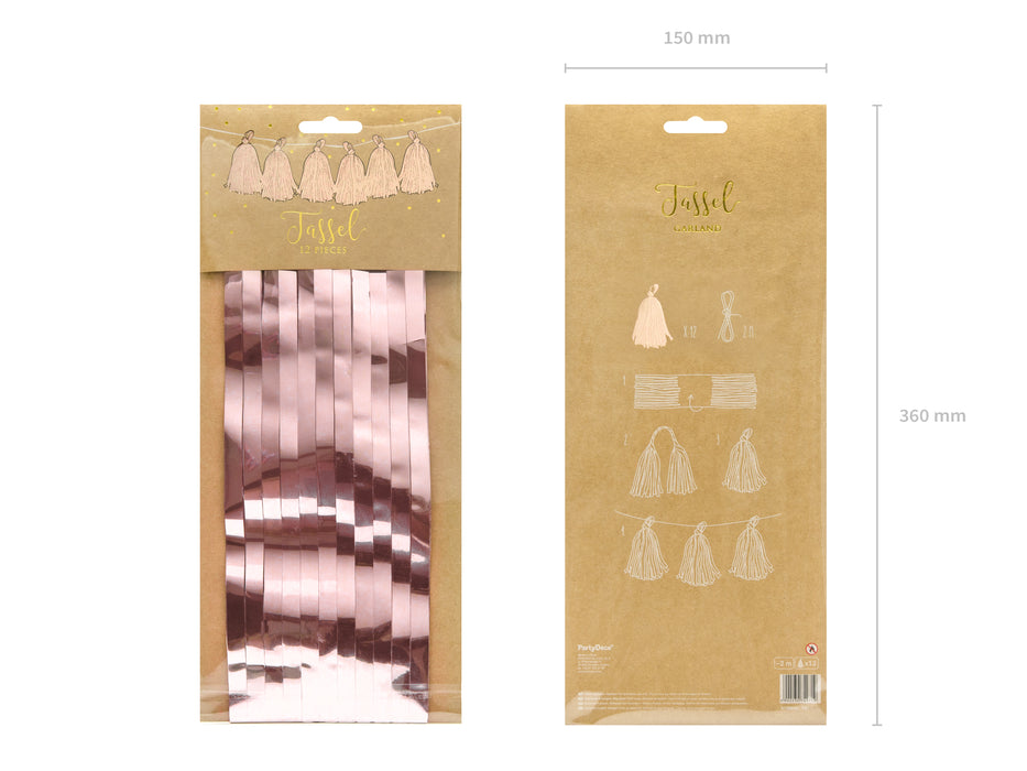 Girlande Quasten Rosegold 12Stk./200cm