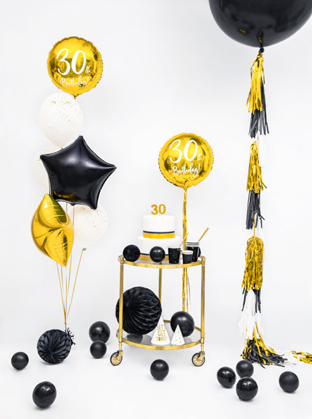 Girlande Quasten Schwarz-Gold | 12Stk./200cm