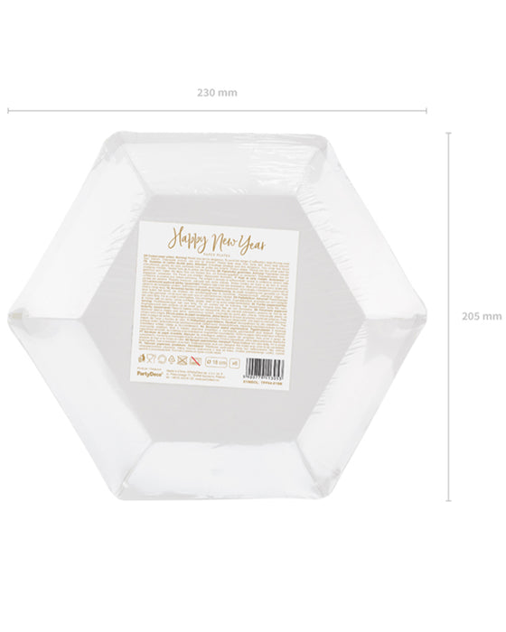 6 Pappteller "Happy New Year" 20cm | Gold