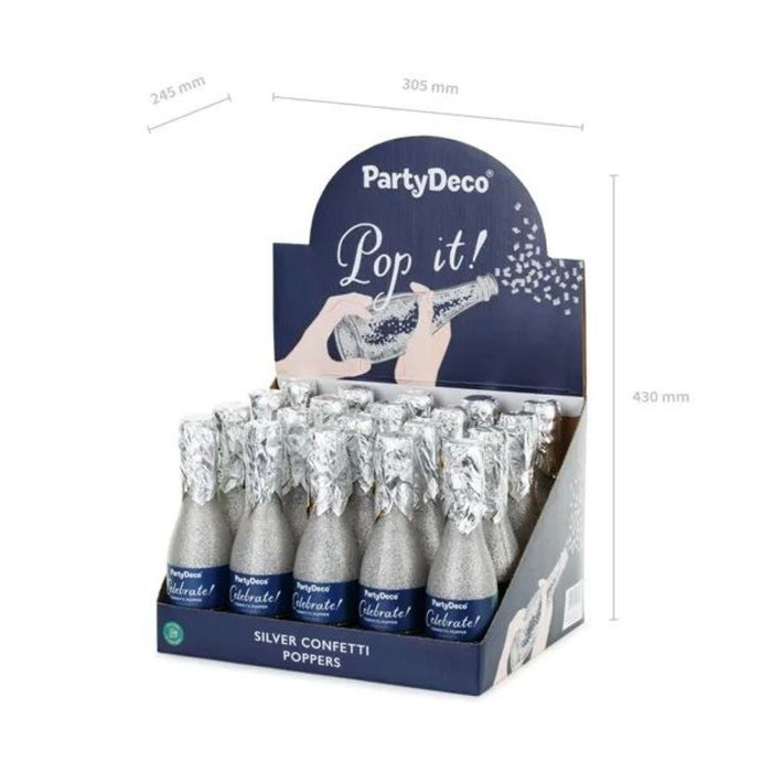 Konfettishooter Champagnerflasche 20,5 cm | Silber