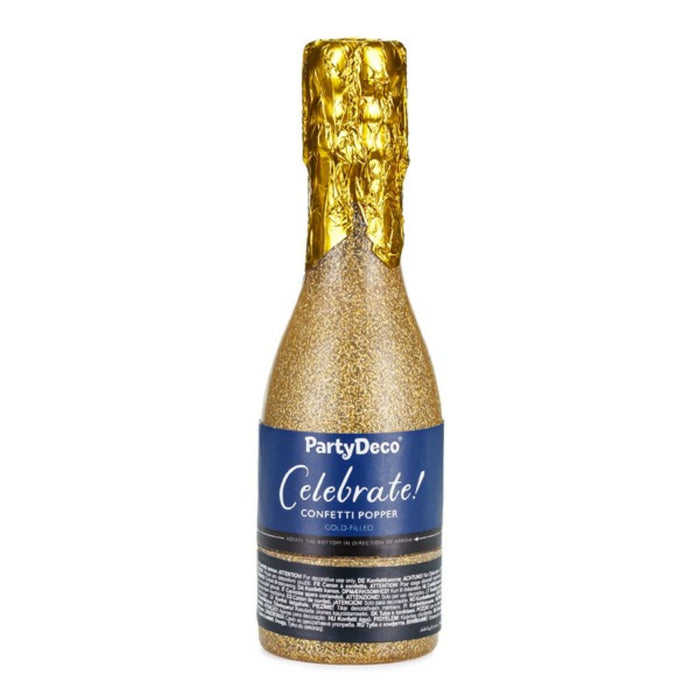 Konfettishooter Champagnerflasche 20,5 cm | Gold