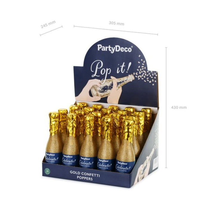 Konfettishooter Champagnerflasche 20,5 cm | Gold