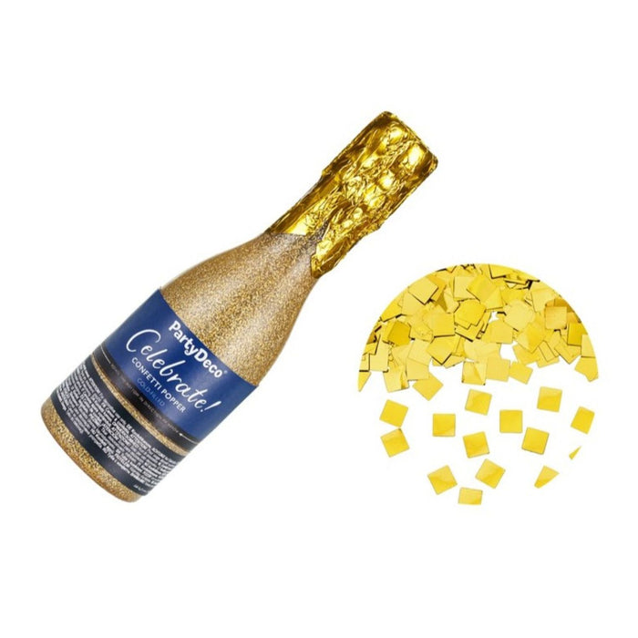 Konfettishooter Champagnerflasche 20,5 cm | Gold