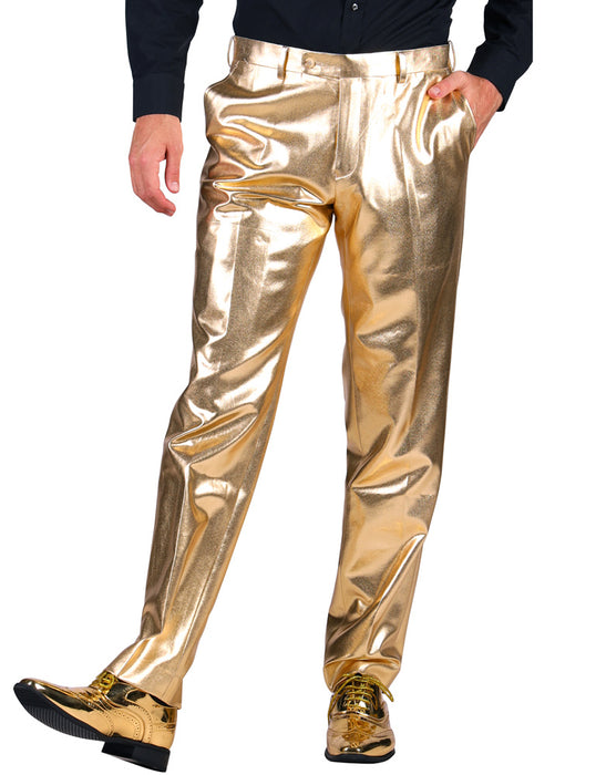 80er Jahre Disco Hose für Herren - Metallic Gold | Retro Party Kostüm