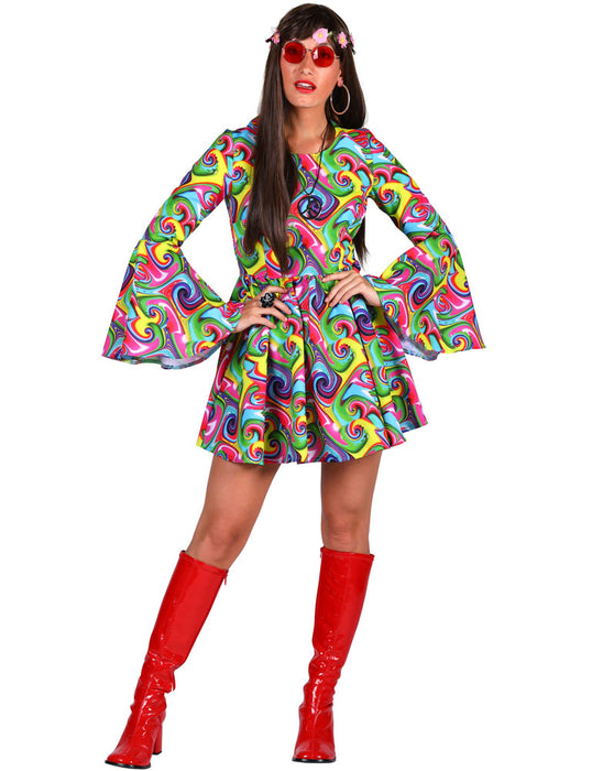 Hippie Kostüm "Daisy" für Damen - Zitrone | 60er 70er Jahre Flower Kleid