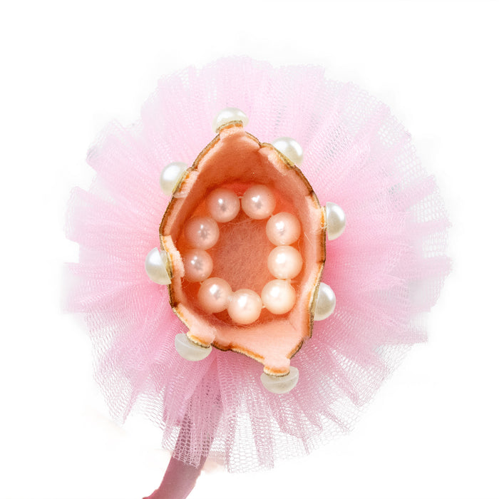 Haarreif mit Glitzer Krone und Perlen zum Prinzessin Kostüm | Rosa