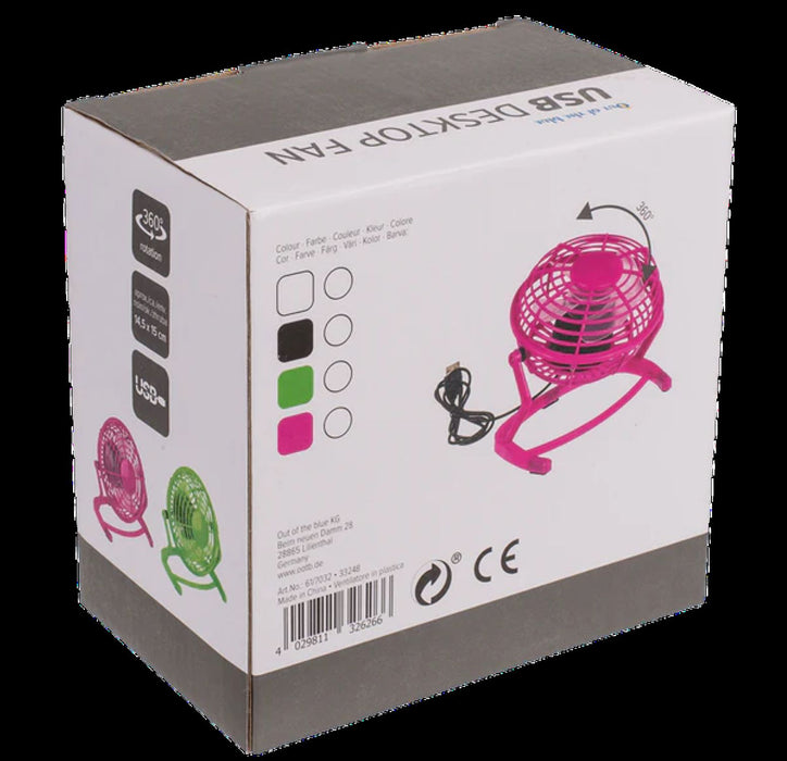 Tisch-Ventilator mit USB-Kabel 15x14.5cm | 4-farbig sortiert
