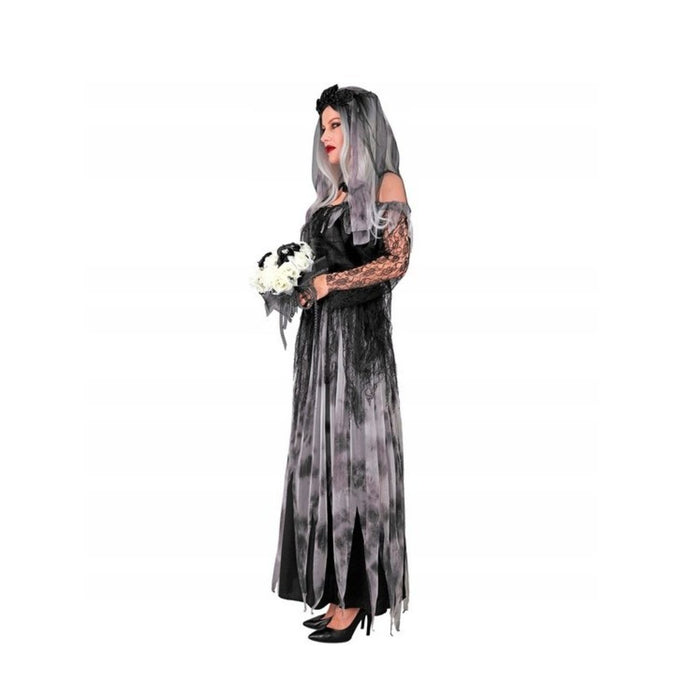 Geister Braut Kostüm für Damen | Grau Schwarz - Kleid und Schleier