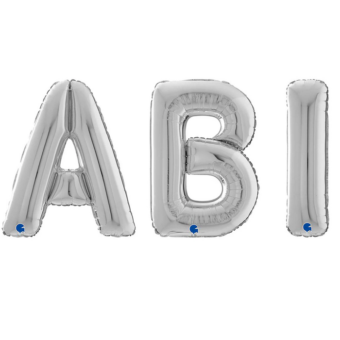 ABI Folienballon-Set Silber 66 cm – Riesenbuchstaben A+B+I | Heliumgeeignet