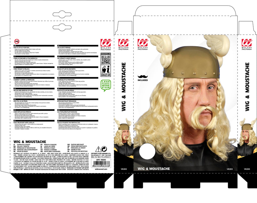 Perücke Gaulois mit Schnurrbart | Blond