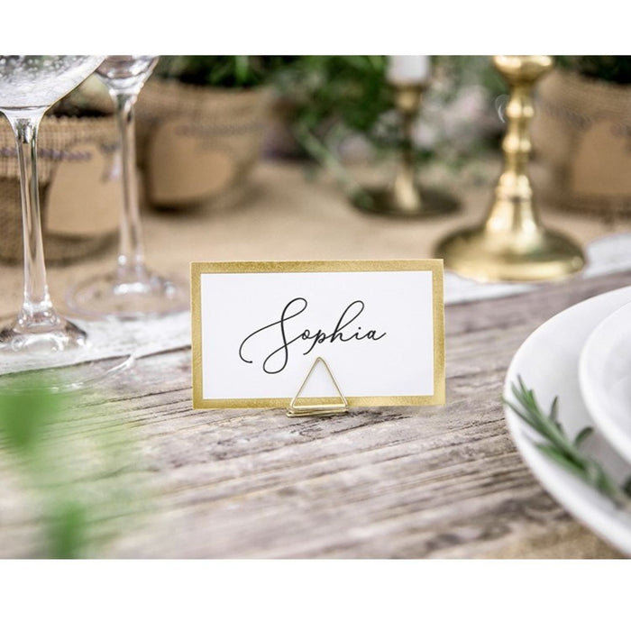 Platzkarten Weiß mit goldenem Rand | 10 Stück