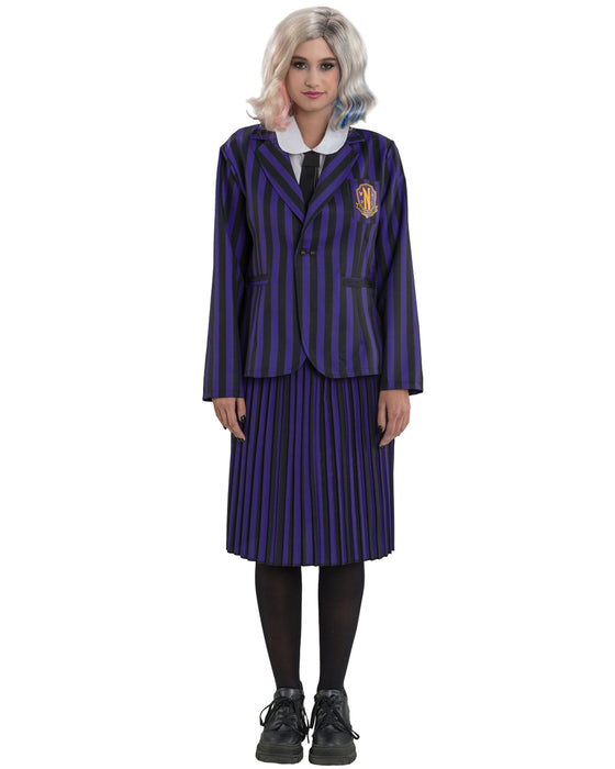 Wednesday Kostüm "Enid" für Damen | Schuluniform Schwarz Lila - Addams Family