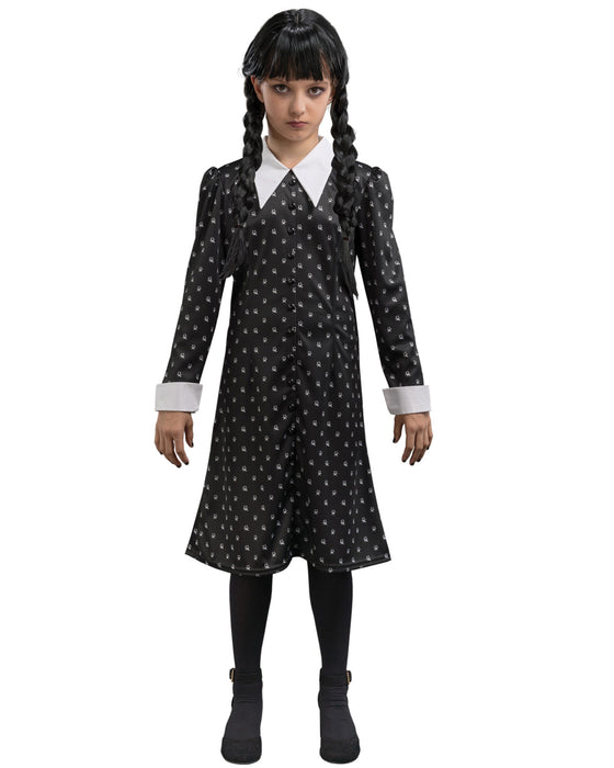 Kostüm "Wednesday" für Kinder | Print Kleid Schwarz Weiß - Addams Family