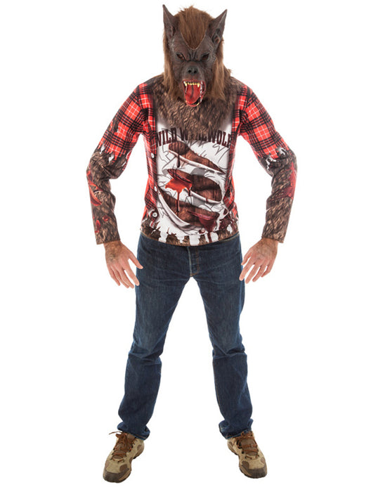 Werwolf Halloween Kostüm für Herren 2-tlg. | Shirt mit Maske