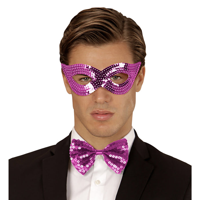 Augenmaske mit Pailletten "Katzenauge" - 05913 | Pink