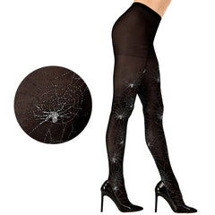 Glitzernde Spinnen Strumpfhose für Damen 40 DEN | Schwarz
