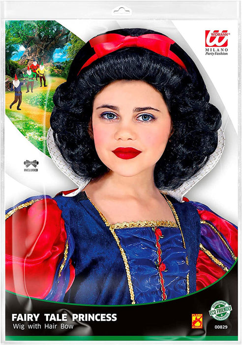 Kinder Perücke "Märchenprinzessin" mit Schleife 00829 | Schwarz Rot