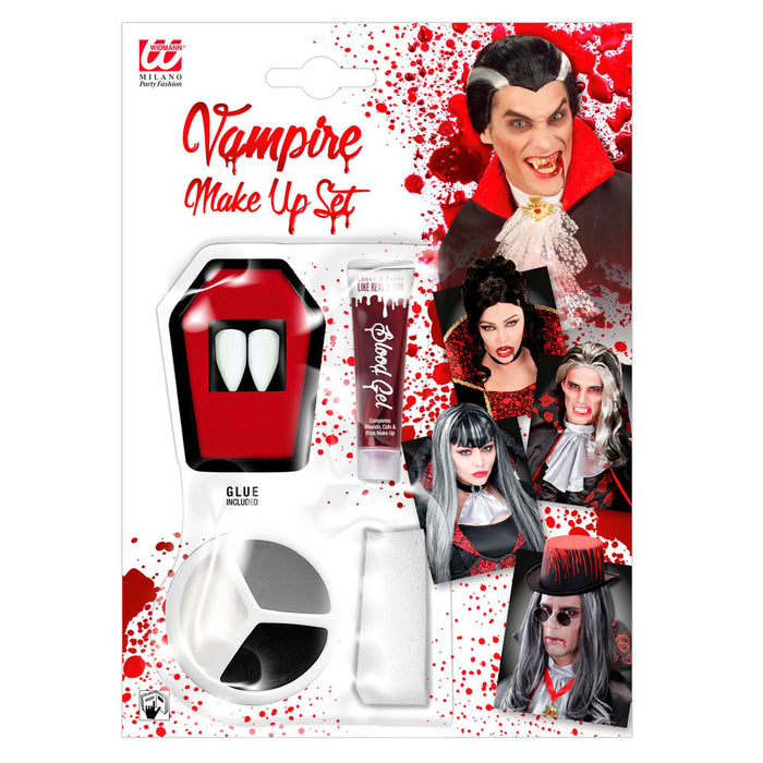Vampir Make-Up Set mit Eckzähnen und Kunstblut | Vampirblut