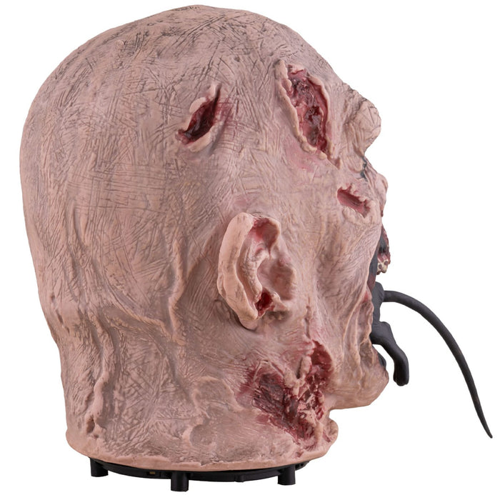 Halloween Deko "Zombie-Kopf mit Ratte" - Animatronic | 25 cm