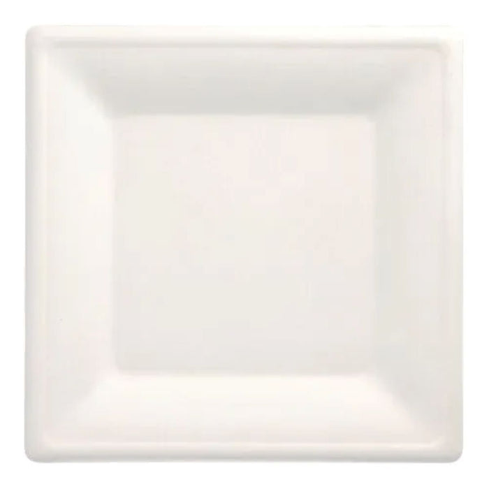 Zuckerrohr Teller eckig "pure" weiß | 26x26cm - 12 Stk.