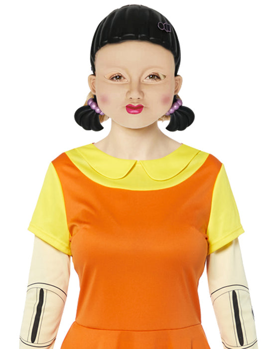 Squid Game Kostüm "Puppe" mit Maske für Damen | Film Cosplay Partykostüm