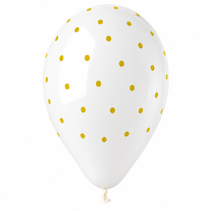 Latexballon 33 cm Chic Dots Weiß Schwarz Gold | 5 Stück