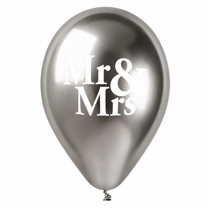 Latexballon 33 cm Mr&Mrs + Just Married Roségold Silber | 5 Stück