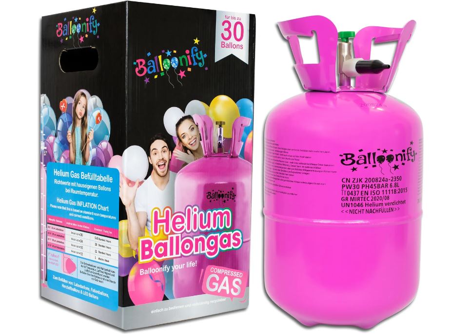 Ballongas Flasche mit Helium für 30 Ballons