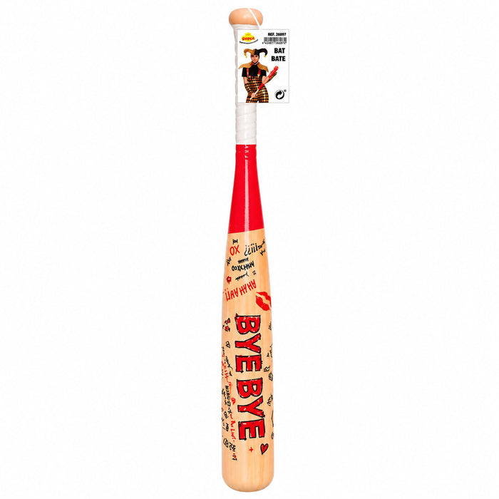 Halloween Baseballschläger „Bye Bye“ 73 cm | Rot Beige