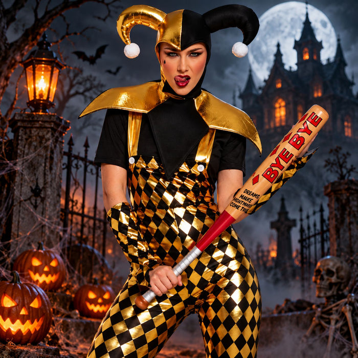 Halloween Baseballschläger „Bye Bye“ 73 cm | Rot Beige