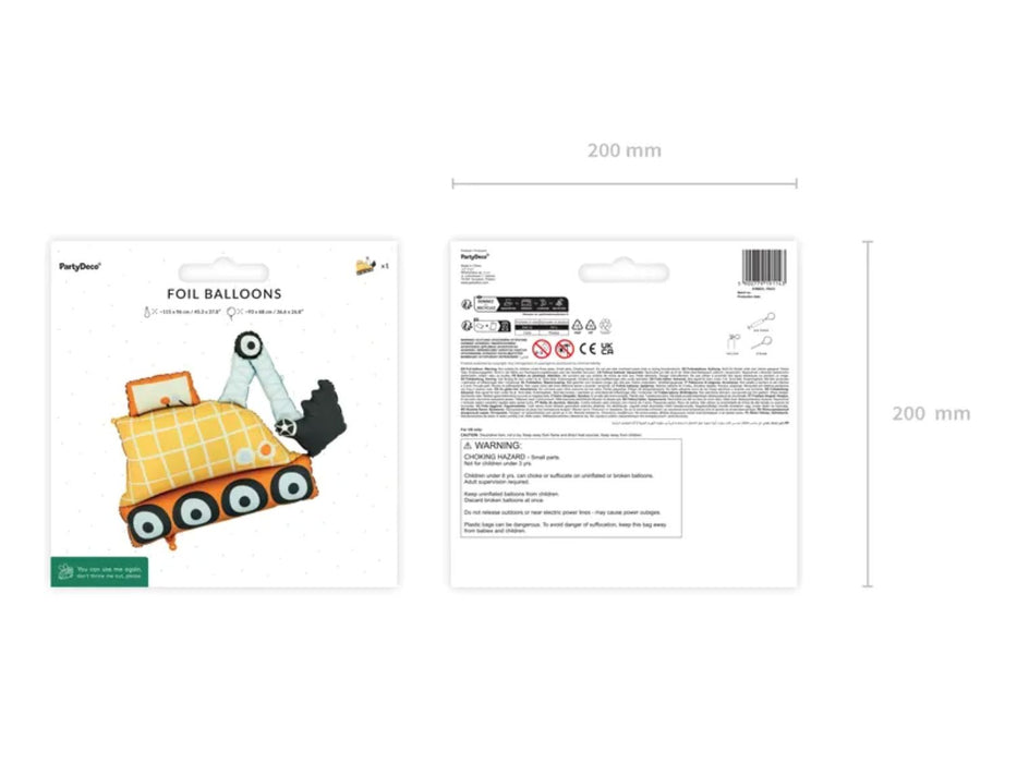 Folienballon "Bagger" | 93x68cm (MIT LUFT oder HELIUM ZU BEFÜLLEN)