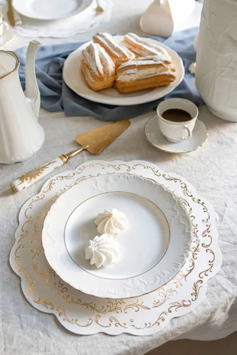 Tischsets Weiß Gold-Ornament 35,5 cm | 6 Stück