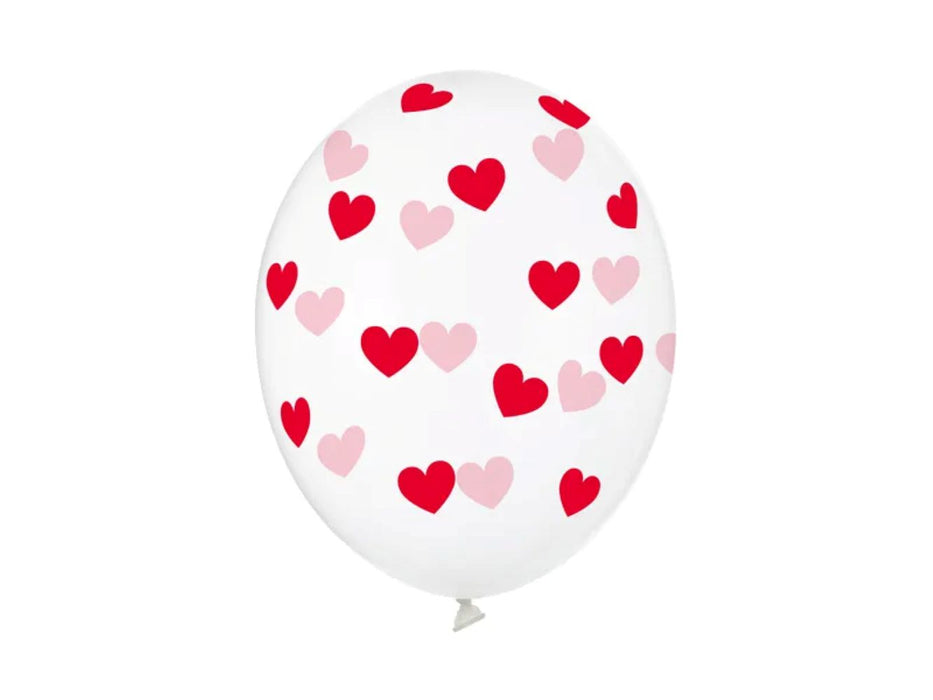 6 Stk. Luftballon Ø30cm "rote Herzen" | Crystal Clear