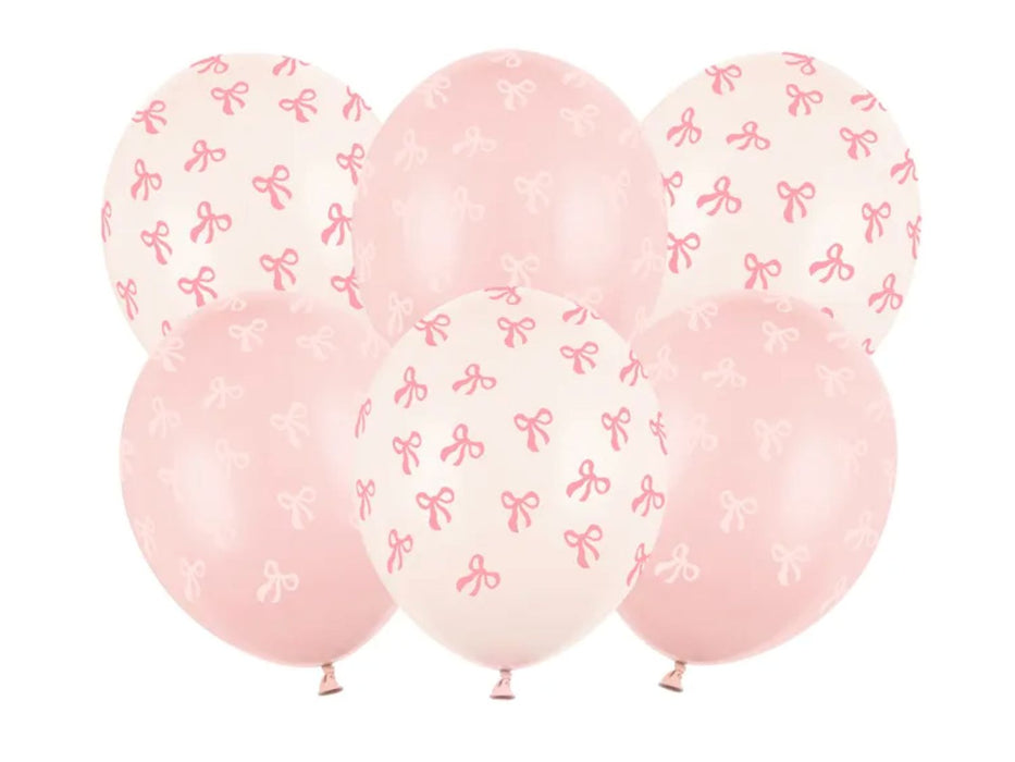 6 Stk. Luftballon Ø30cm "Schleife" | Pastell Creme/Rosa