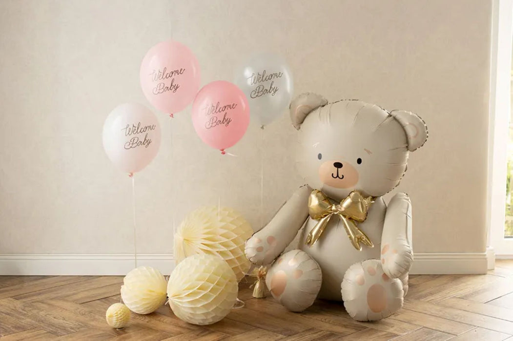 6 Stk. Luftballon Ø30cm "Welcome Baby" | Rosa-Mix