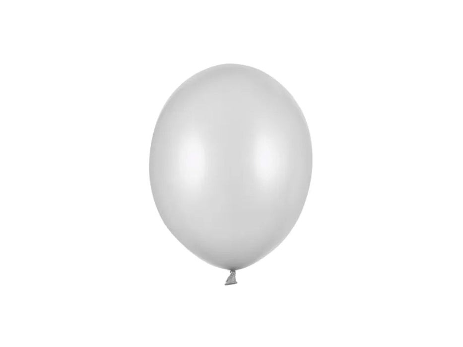 100 Stk. Luftballon Ø12cm "Uni Metallic" |  Silver Snow