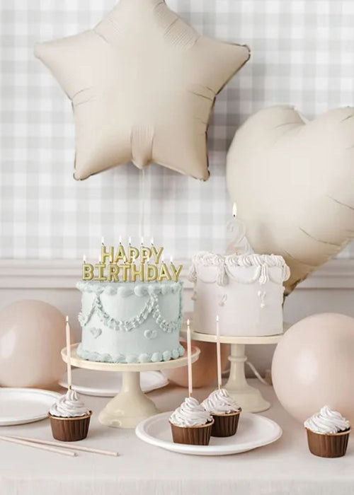 Geburtstagskerzen "Happy Birthday" 2,5 cm | Gold