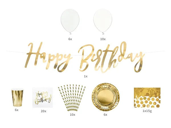 Party Dekorationsset "Happy Birthday" 60-tlg. | Gold